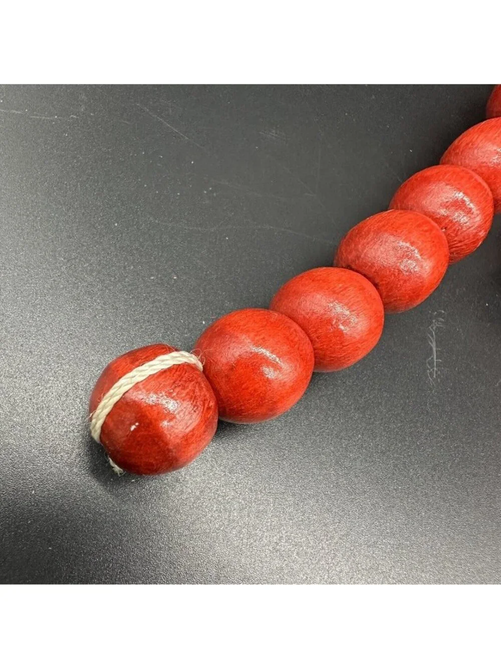 Wooden Bead Garlands 9 Ft Cranberry Red Christmas Tree Decoration Lot Of 4
